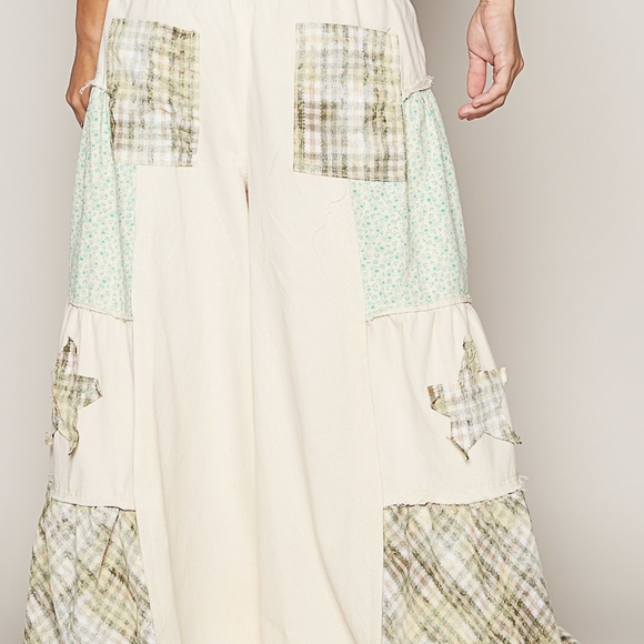 093 🎁 POL "The Meadowmist" Wide Leg Patchwork Pants - Picture 4 of 5